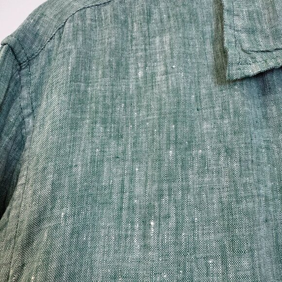 Cottonworld Linen Long Sleeve Button Up Shirt Mens Large Green Prewashed - Picture 4 of 6